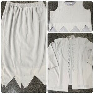 Hosanna Design 2 Piece Skirt Set 4XL Grey Rhinestone Jagged Hem Liturgical Dance